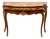 French Louis XV Style Console Table – Marble Top, Rich Wood Finish & Gilded Bronze Details For Sale