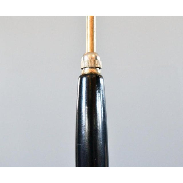 Regina lamp by bunte & remmler bur circa 1930s steel shade with original black paint - brass arm with wooden handle -...