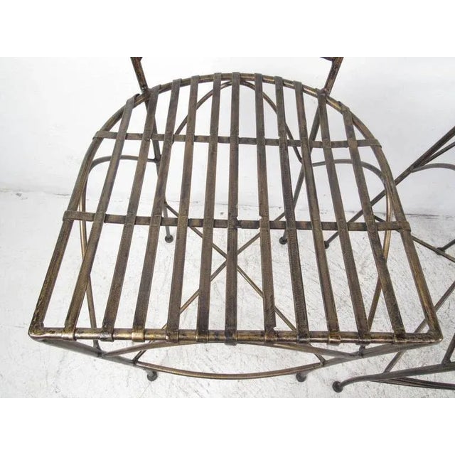 Industrial Modern Sculpted Iron Stools - Set of 4 For Sale In New York - Image 6 of 9