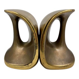 Ben Seibel Brass "Handle" Bookends For Sale