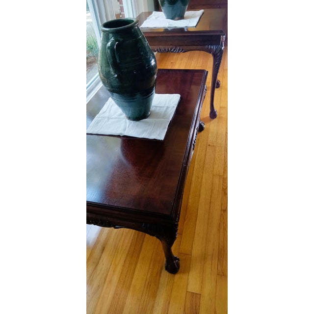 Sienna Vintage Lane Furniture Co. Chippendale Style Carved Mahogany Coffee Table & Matching Side Table - 2 Piece Set For Sale - Image 8 of 15