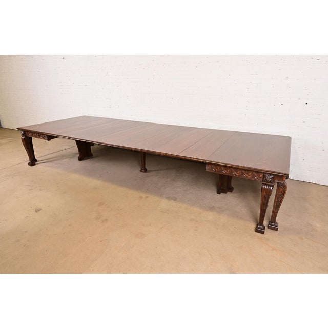 Victorian R. J. Horner Style Monumental Antique Victorian Carved Oak Extension Dining Table, Newly Refinished For Sale - Image 3 of 16