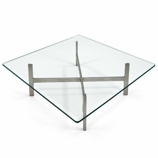 Mid-Century Modern Vintage Aluminum & Glass Coffee Table For Sale - Image 3 of 6