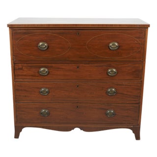 English Georgian Mahogany Secretary Chest With Fall-Front Writing Surface, C. 1790–1810 For Sale