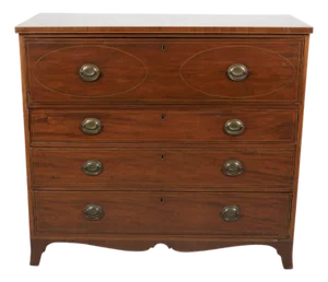 English Georgian Mahogany Secretary Chest With Fall-Front Writing Surface, C. 1790–1810