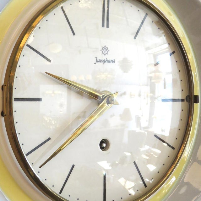 White Junghans Germany Wall Clock, 1950 For Sale - Image 8 of 10