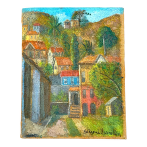 Hildegard Hume Hamilton (American 1898-1970) Oil on Canvas, Village Scene