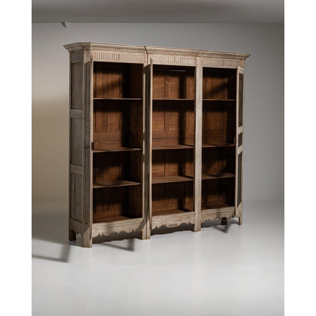 1840-1849 France Weathered Whitewash Cerused Oak Mesh-Front Cabinet For Sale - Image 11 of 11