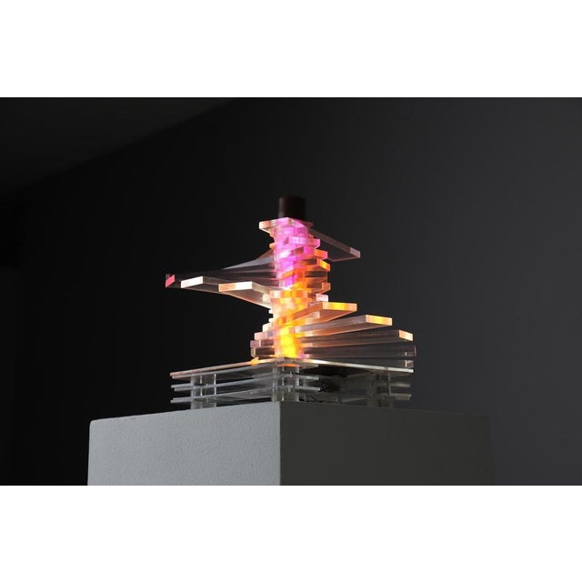 Copper Italian Light Object in Acrylic Glass and Copper, 1960s For Sale - Image 8 of 18