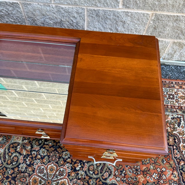 Mid Century Modern Kling Furniture Cherry Modern Collection Solid Cherry 6 Drawer Vanity & Bench For Sale - Image 10 of 18