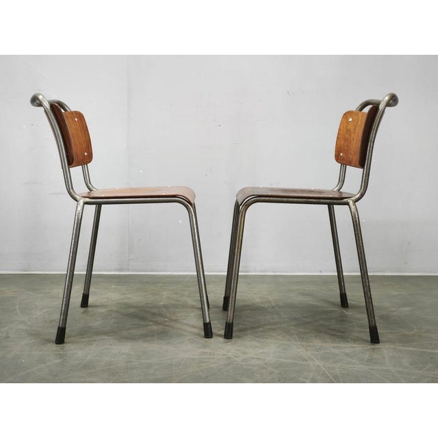 Dutch Industrial Plywood 106 Chairs from Gispen, 1960s, Set of 6 For Sale - Image 4 of 18