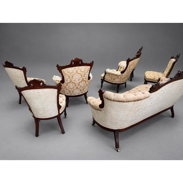 7 Pc, M & H Schrenkeisen or J. Jelliff American Renaissance Revival Parlor Suite For Sale - Image 13 of 13