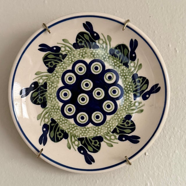 Ceramic Late 20th Century Polish Pottery Rabbit Decorative Wall Plate For Sale - Image 7 of 7