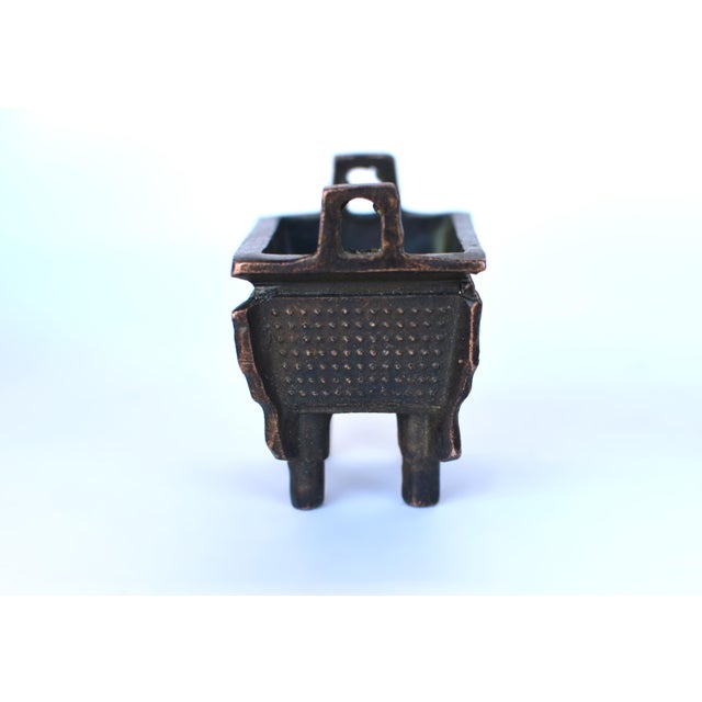 Brown Antique Chinese Mini Bronze Censers Set of 3 Incense Burners For Sale - Image 8 of 15