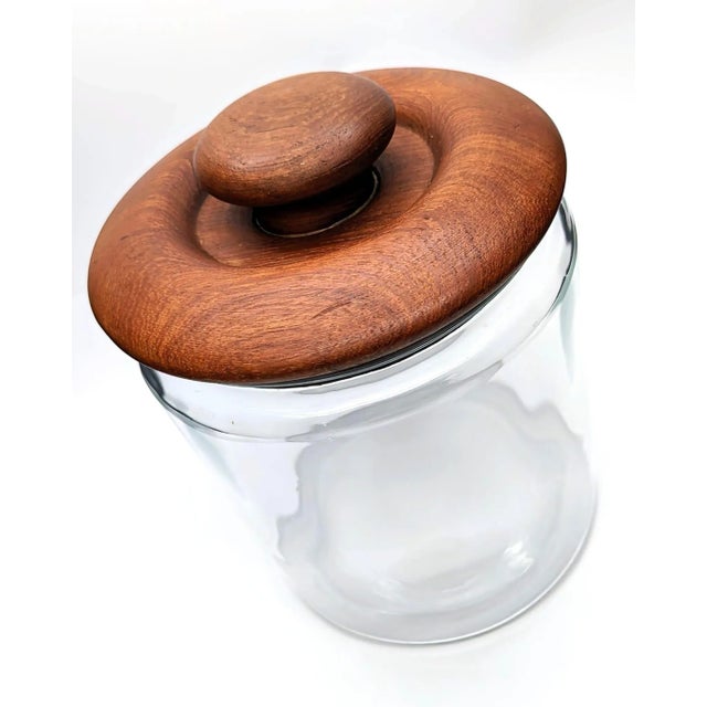 1970s 1970s Goodwood Glass Cookie Jar Canister With Teak Wood Lid For Sale - Image 5 of 12