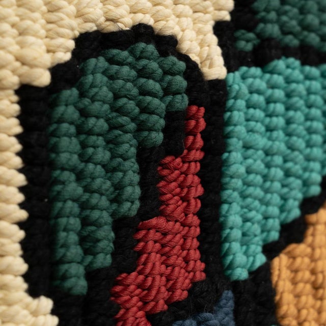 After Joan Miró, Mid Century Modern Color Tapestry, 1970, Cotton & Wool For Sale - Image 10 of 15