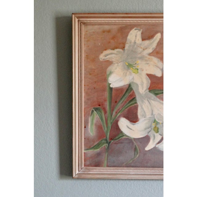 Mid-Century Modern Original Mid Century Still Life Painting With Lillies / Organic Modern For Sale - Image 3 of 8