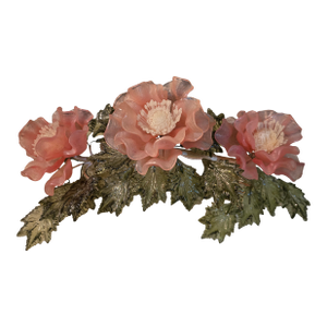 Vintage Pink Lucite Floral Arrangement With Green Leaves