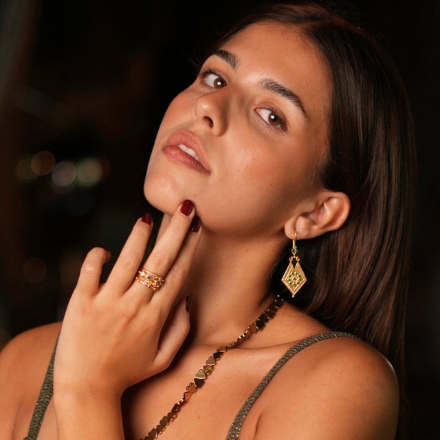 Colorful Multi Gemstone & Gold Adjustable Statement Ring, Adjustable size, One Size Fits Most For Sale - Image 4 of 7