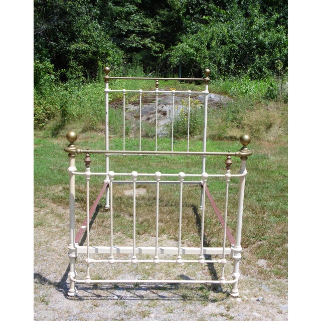 Vintage Cannonball Brass & Cast Iron French Country Shabby Chic Twin