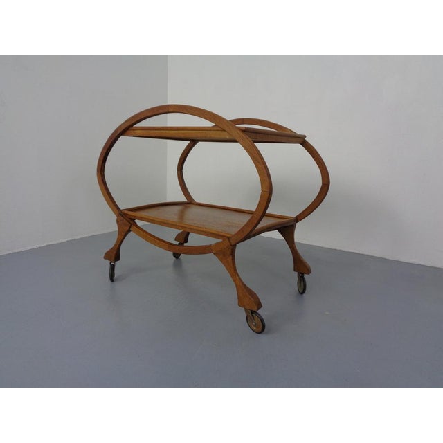 Mid-Century Oak Serving Cart, 1940s For Sale - Image 4 of 18