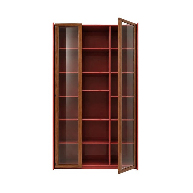 Mid-Century Modern Mid-Century Modern Italian Red Lacquer and Glass Showcase by Afra & Tobia Scarpa, 1960s For Sale - Image 3 of 11
