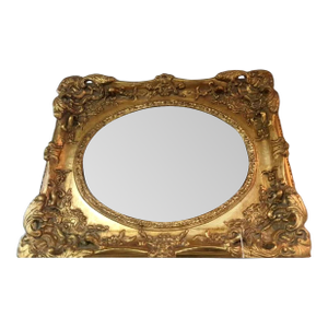 Antique Gilded Mirror, Solid Carved Wood