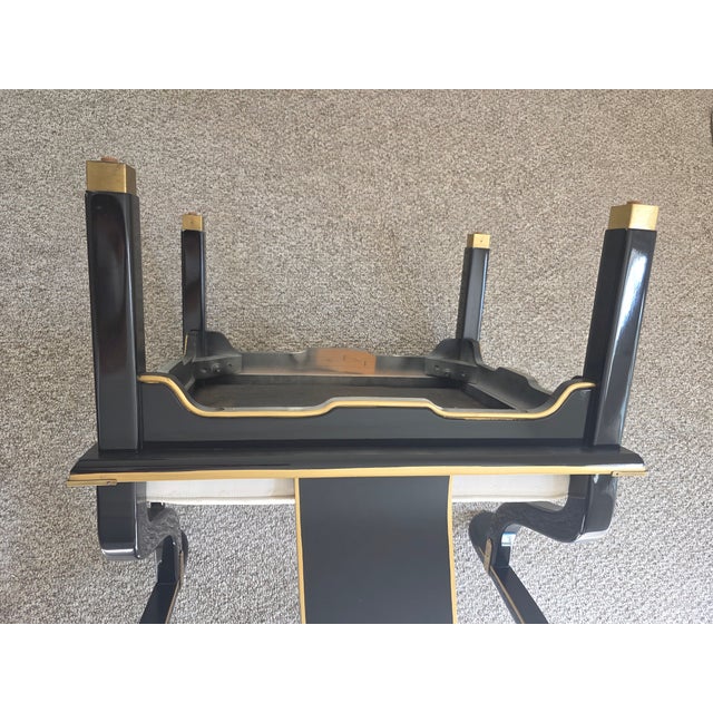 Vintage James Mont Style Black Laquered Horseshoe Chair Century Chair Co. For Sale In Boston - Image 6 of 8