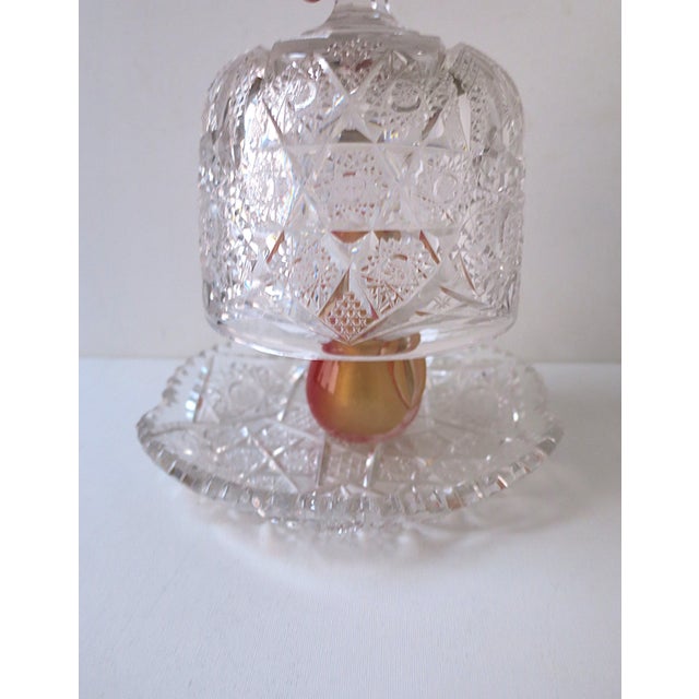 Glass Mid 20th Century Cheese Pastry Dome Plate Crystal Bohemia Czech For Sale - Image 7 of 9