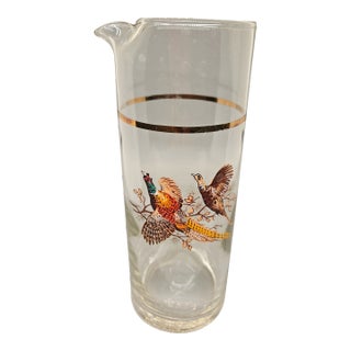 Vintage Martini Cocktail Pitcher Pheasant Birds Barware Mid Century For Sale