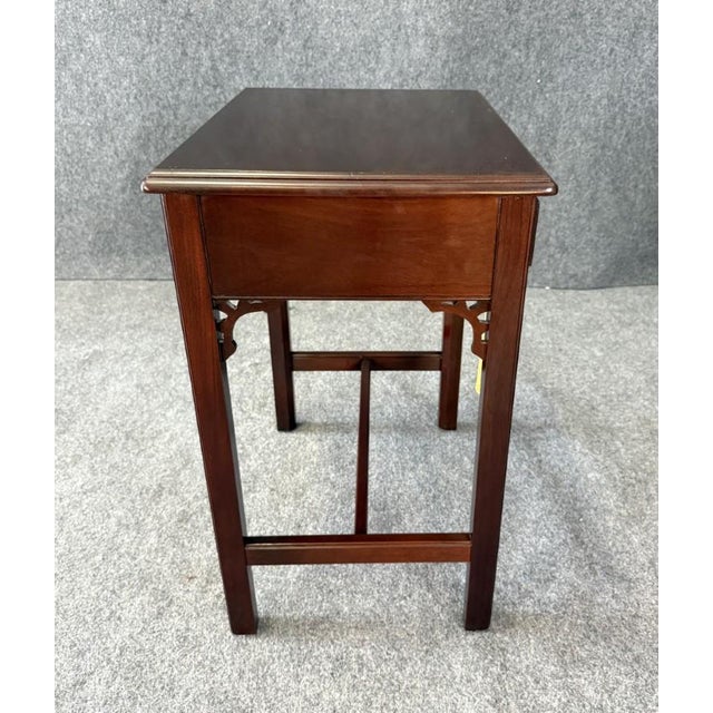 Late 20th Century Solid Cherry Chippendale-Style Side Table With Drawer For Sale In Raleigh - Image 6 of 10