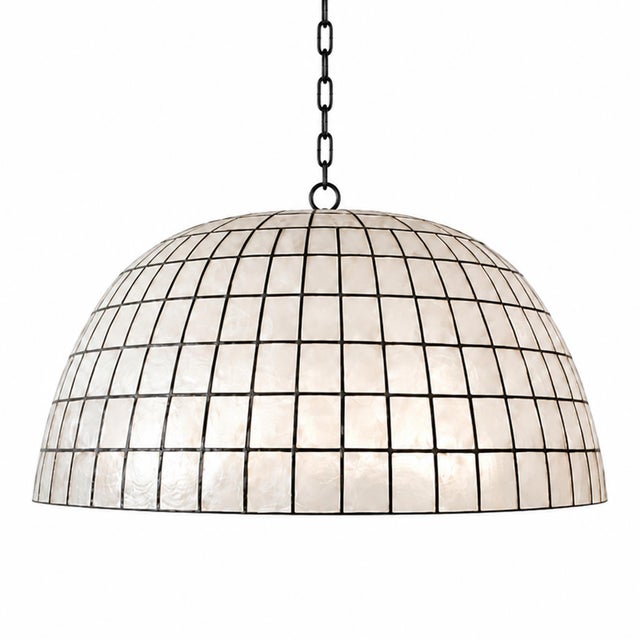 Capiz Shell Dome Chandelier Pendant Light For Sale - Image 10 of 13