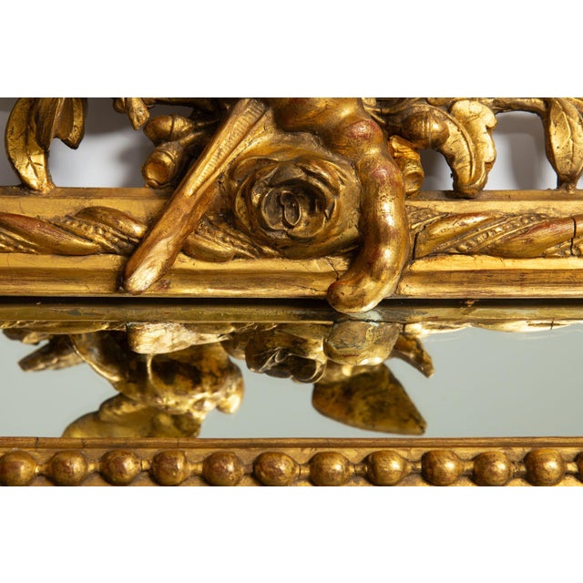 Pair of 19th Century French Neoclassical Antique Giltwood “Wedding” Mirrors For Sale - Image 11 of 18