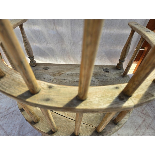 Late 19th Century Antique Vernacular. Pair of 19thC Country Primitive Comb/Stick-Back Windsor Chairs With Original Green Paint For Sale - Image 5 of 14
