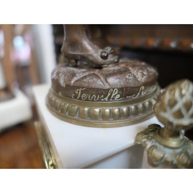 19th Century French Bronze Clock and Garniture For Sale - Image 3 of 9