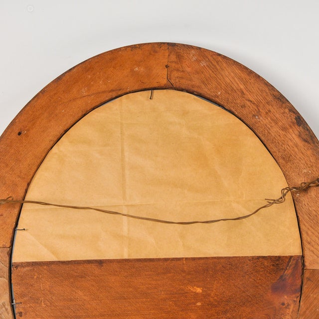 Large Antique Deep Wood Framed Oval Mirror With Gold Accent For Sale - Image 13 of 17