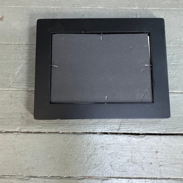 Abstract 1950’s Original Modernist Small Lithograph Abstract Tabletop With Wine & Flowers Fancy Inlaid Wood Frame For Sale - Image 3 of 3