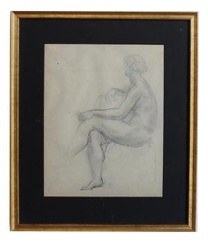Guillaume Dulac, Portrait of Seated Nude, 1920s, Pencil on Paper