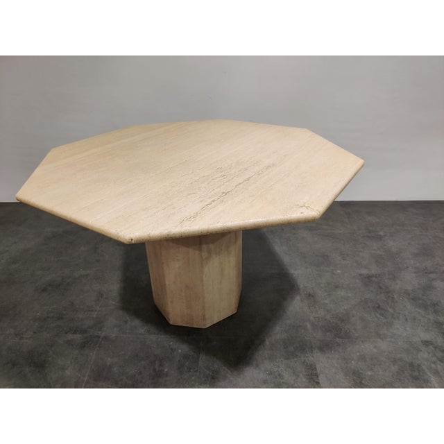 Mid-Century Modern Italian Octagonal Travertine Dining Table, 1970s For Sale - Image 3 of 10