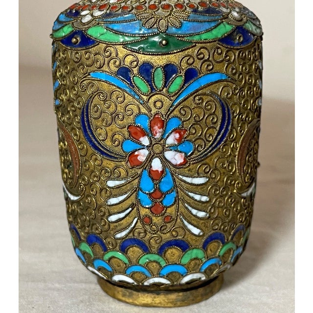 19th Century Antique 19th Century Handmade Japanese Champleve Enameled Bronze Vase Cloisonné For Sale - Image 5 of 10