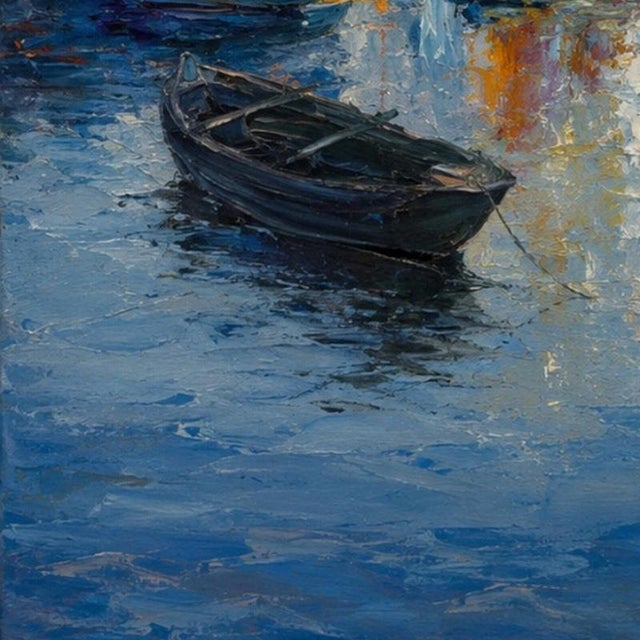 Modern Jusa, Boats, 20th Century, Acrylic on Canvas For Sale - Image 3 of 6