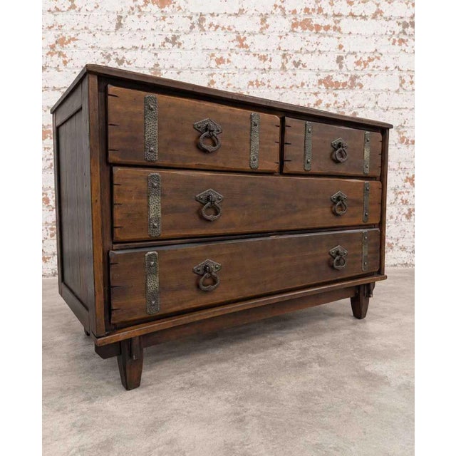 Brown Circa 1970s Asian Modern / Tansu-Inspired Campaign Chest / MCM For Sale - Image 8 of 8