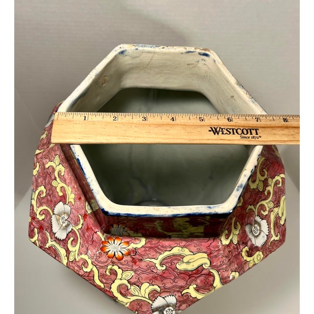 Rare 19th C. Mason’s England Large Hexagonal Ironstone Chinoiserie Vase 22” For Sale - Image 12 of 13