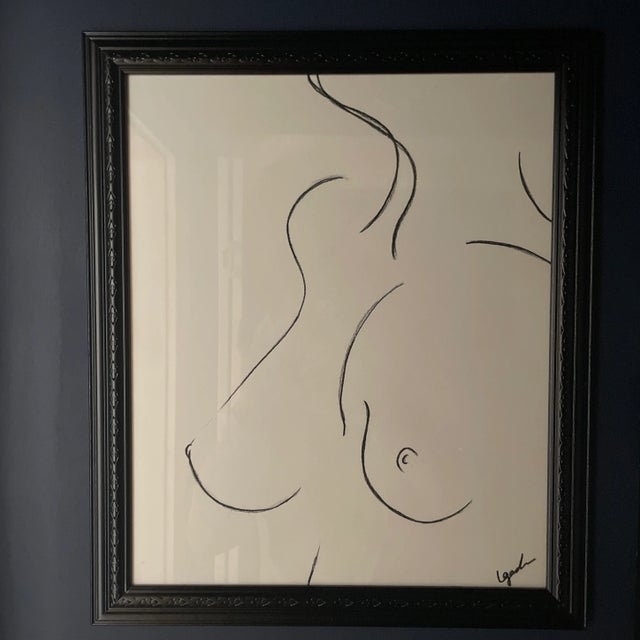 Gorgeous set of three charcoal original nude abstract figure studies of the female body by artist Lakeland Gordon. Signed...