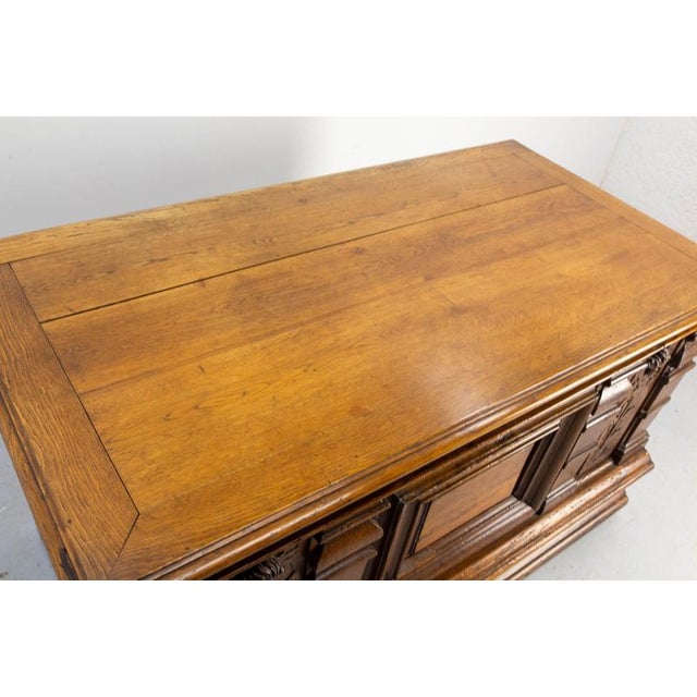 French Louis XIII Carved Oak Desk with Putti, 1880s For Sale - Image 9 of 15