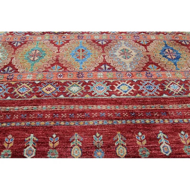 Red Handwoven Turkeman Style Area Rug 5'10"×8'1" For Sale - Image 8 of 13