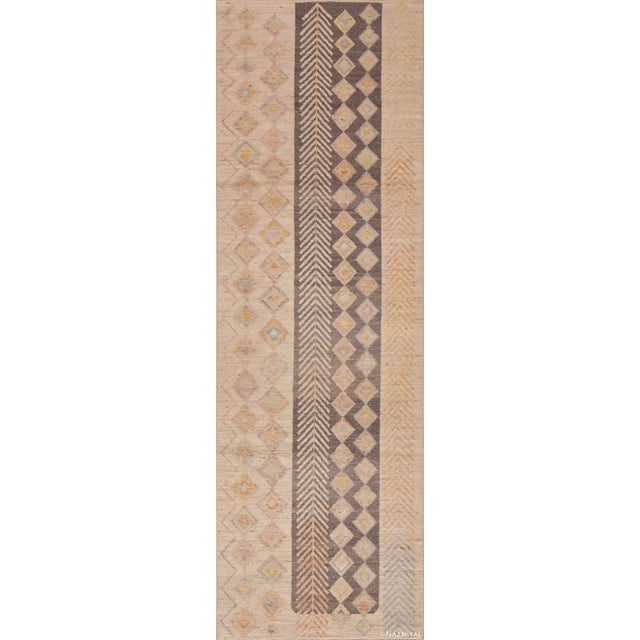 Nazmiyal Collection Artistic Tribal Geometric Contemporary Runner Rug For Sale