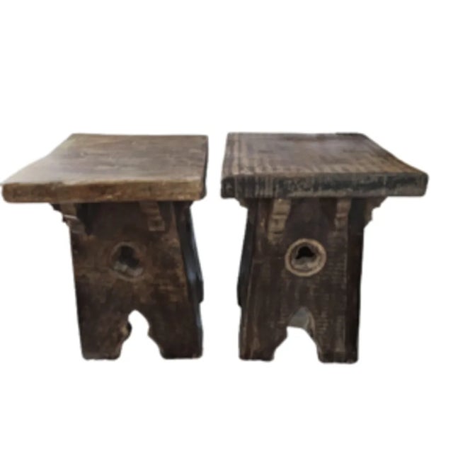 Spanish neo-Gothic brutalist stools. These stools are generally attributed to the Neo-Gothic style, which had a...