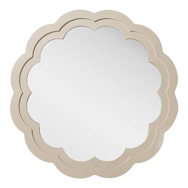 Fleur Home Audubon Peony Circle Mirror in Delaware Putty, 24x24 For Sale