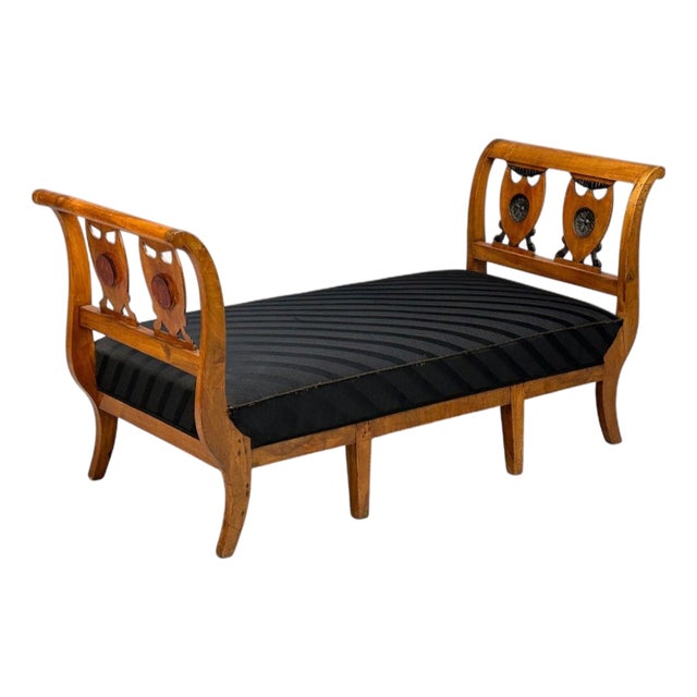 Biedermeier Style, Fruitwood, Black Fabric, Daybed, Usa, 19th Century For Sale